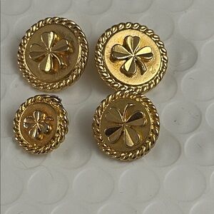 Vintage Chanel set of 4 four leaf clover/ shamrock buttons.
